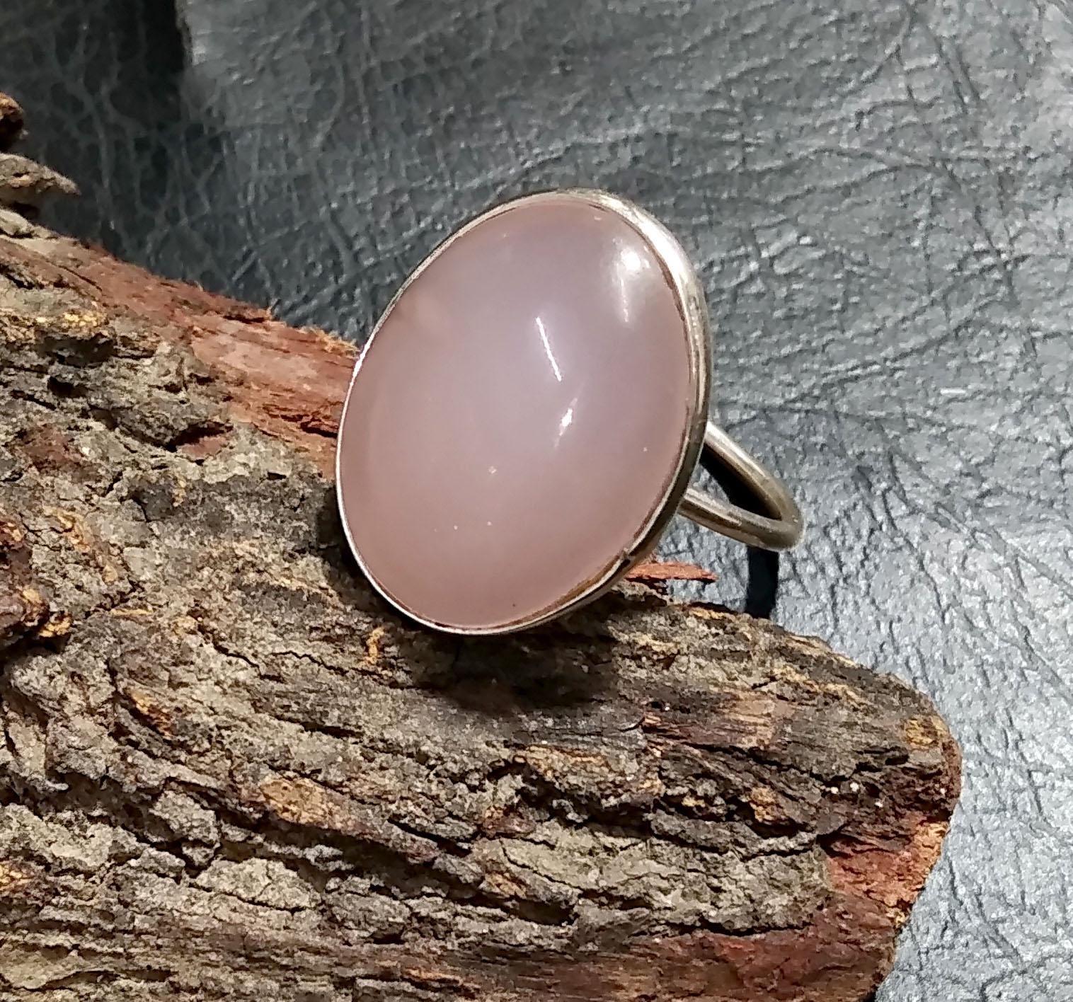 Rose Quartz  Gemstone Ring, 925 Sterling Silver Ring, Natural Rose Quartz Stone Size 21x16mm Handmade Statement Gift Birthday Ring